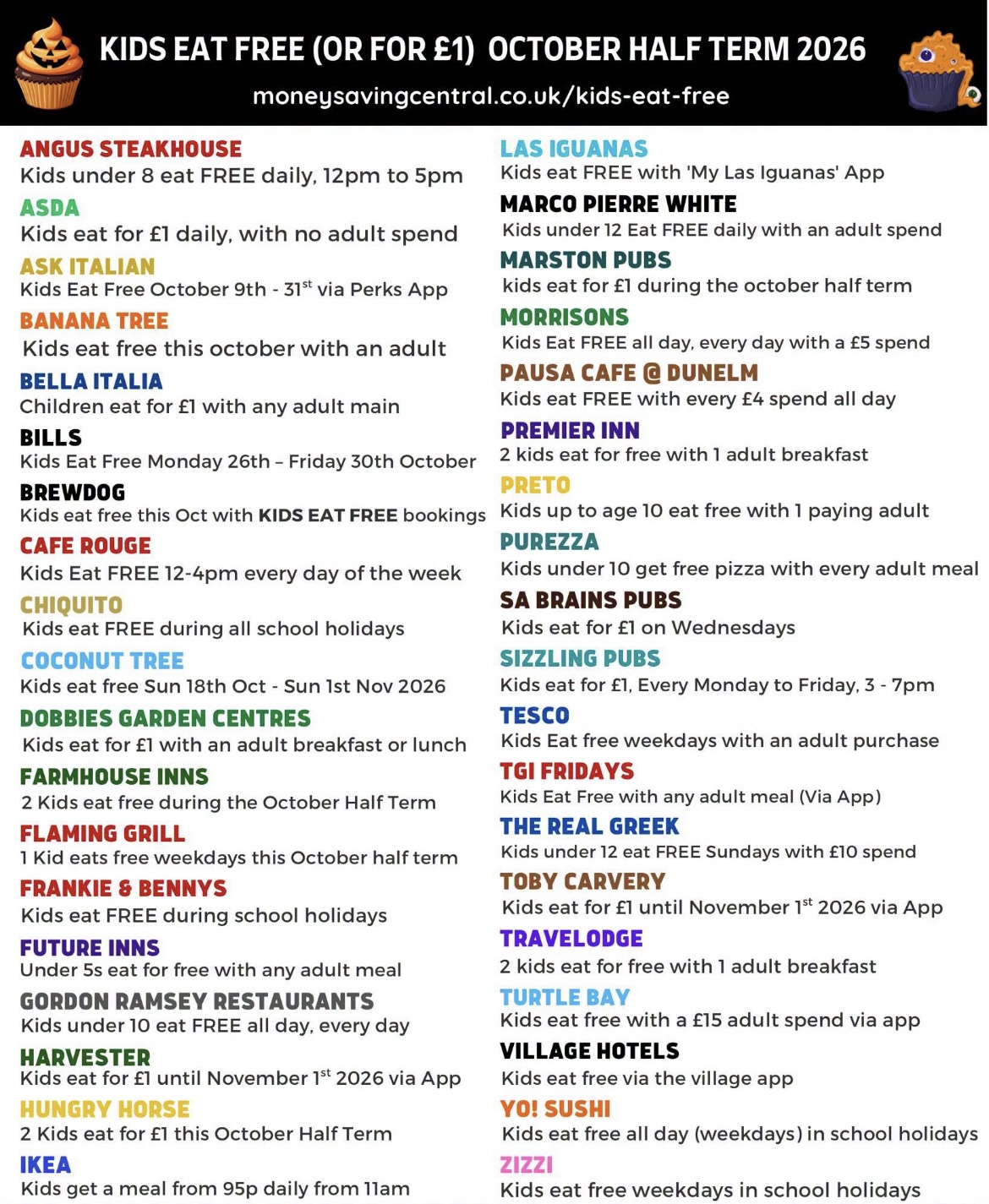 Offers available for families during half term